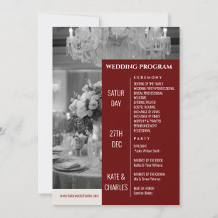 Programme unique personnalisé de mariage de style 