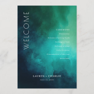 Programme Vagues de teinte sarcelle sereine aquarelle