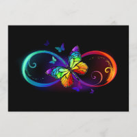 Vibrant infinity with rainbow butterfly on black