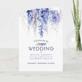 Programme Vin cascade aquarelle bleu gris blanc mariage