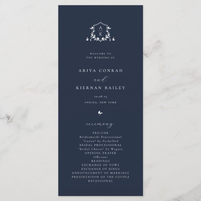 Programme Vins intemporels Monogramme Crest Navy Blue (Devant)