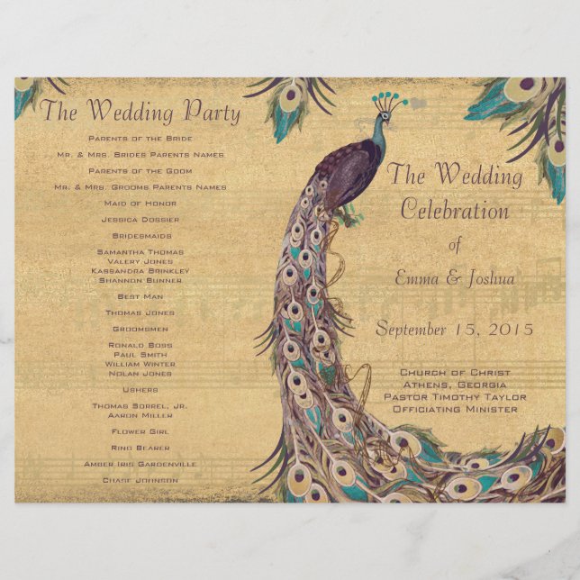 Programme vintage d'aubergines de paon (Devant)