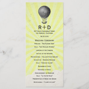 Programme vintage de mariage avec ballon à air cha