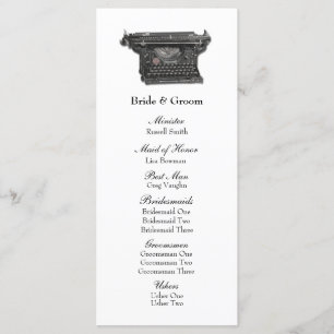 Programme vintage de mariage de machine à écrire