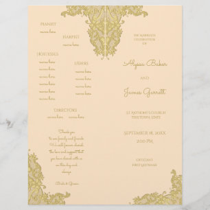 Programme vintage de mariage Gold