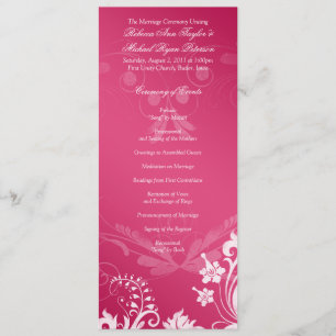 Programme vintage de mariage rose et blanc floral