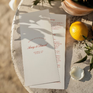 Programme Vintage Elegant Red & Ivory Mariage cérémonie
