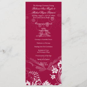 Programme Vintage Floral Red and White Wedding Program