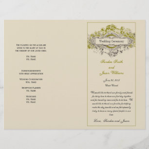 Programme vintage floral vert de mariage