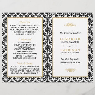 Programme vintage Gold, Black & White Mariage dama