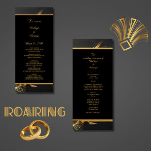 Programme vintage or noir mariage des années 1920