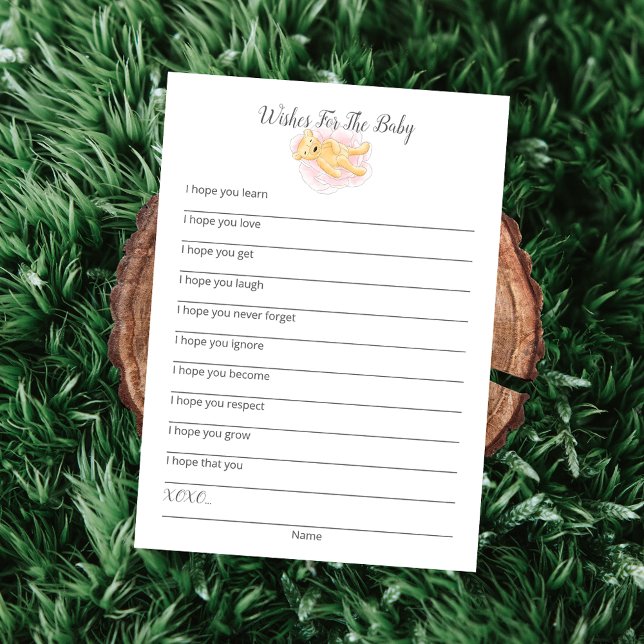 Programme Voeux Pour La Baby Girl Teddy Bear Card (Créateur téléchargé)