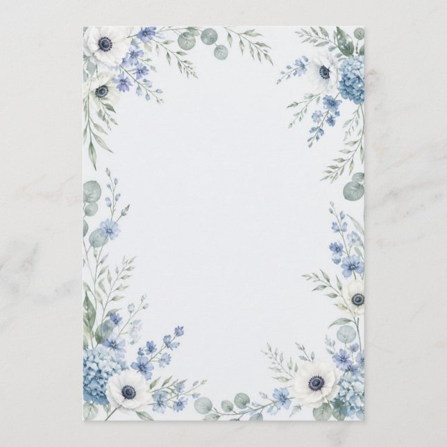 Programme Watercolor Dusty Blue Wedding Program (Devant)