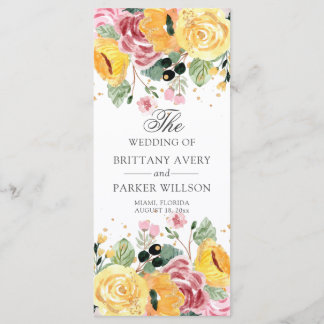 Programme Watercolor Floral Wedding Program