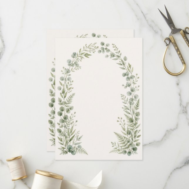 Programme Watercolor Greenery Arch Wedding Program (Devant/Arrière en situation)
