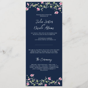 Programme Wedding shower en fleur d'Hibiscus rose bleu marin