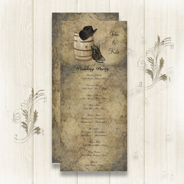 Programme Western Barrel and Boots Wedding Program (Créateur téléchargé)