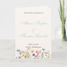 Programme Whimsical Wildflowers Meadow Wedding
