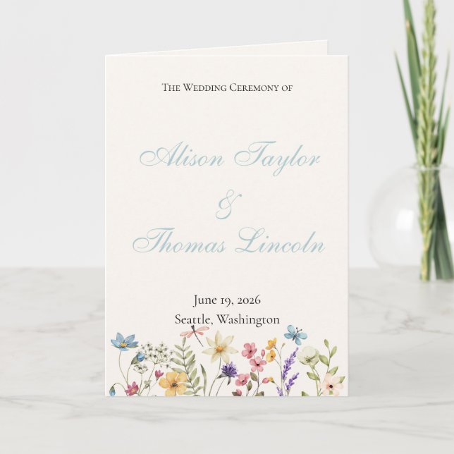 Programme Whimsical Wildflowers Meadow Wedding  (Devant)