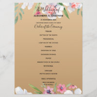 White Narcissus sur Champagne Gold Wedding Program