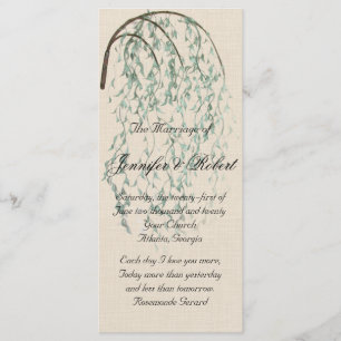 Programme Willow Branch on Linen Wedding Program