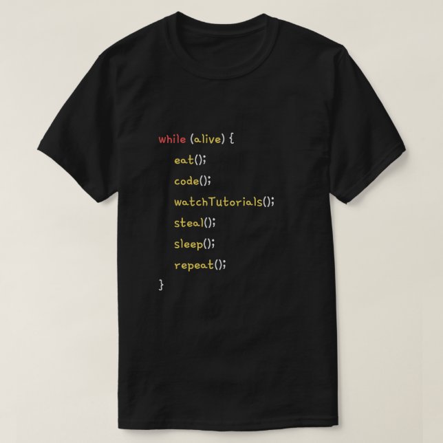 Programmer Daily Life Funny Coding T-Shirt (Design vorne)