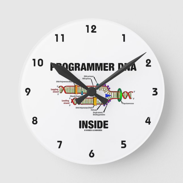 Programmer DNA Inside (DNA Replication) Runde Wanduhr (Vorderseite)