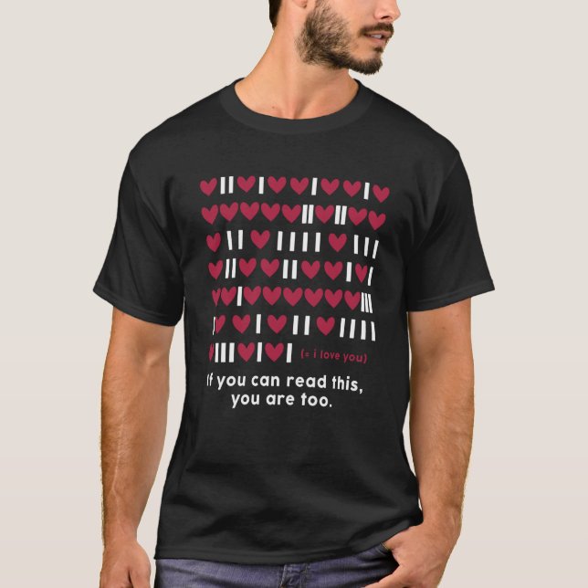 Programmer Geek Binary Code Heart Valentine Develo T-Shirt (Vorderseite)