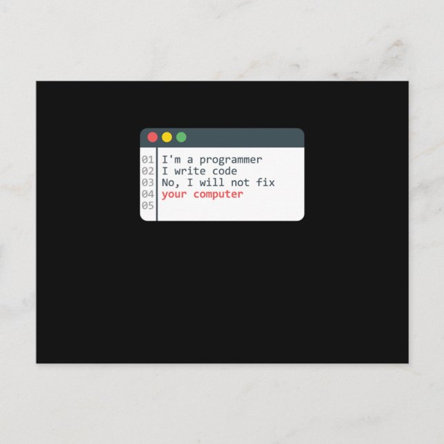 Programmer HTML Computer Coder Coding Programming  Postkarte (Vorderseite)