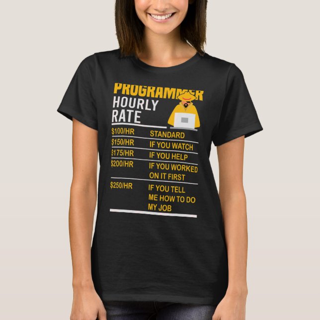 Programmer Stundenrate Coder Programmierung Meme S T-Shirt (Vorderseite)