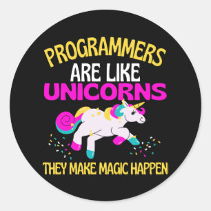 Programmer Unicorn , Magical Unicorn Programmer Runder Aufkleber