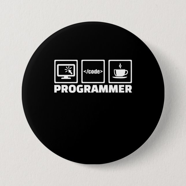 Programmer Write Code And Drink Coffee Button (Vorderseite)
