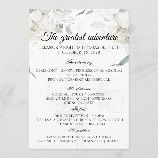 Programmes de cérémonie de mariage bordeaux à fleu (Devant)