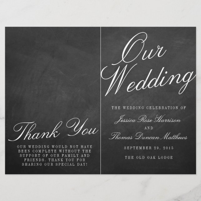 Programmes de collection de Mariages Chalkboard Fa (Devant)