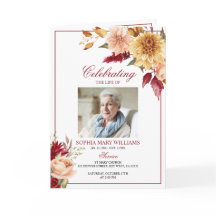 Programmes de funérailles avec photo de fleurs d'a