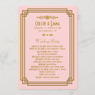 Programmes de mariage Art déco rose simple