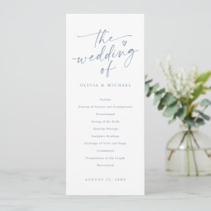 Programmes de mariage bleu poussiéreux écriture ma