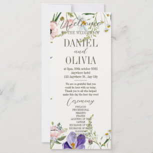 Programmes de mariage bordés de fleurs de mauve et