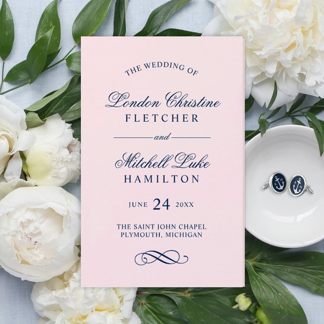Programmes de mariage classiques élégants rose et  (Créateur téléchargé)