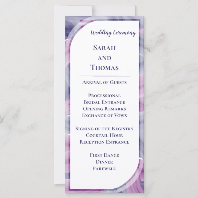 Programmes de mariage en acrylique simple et éléga (Devant)