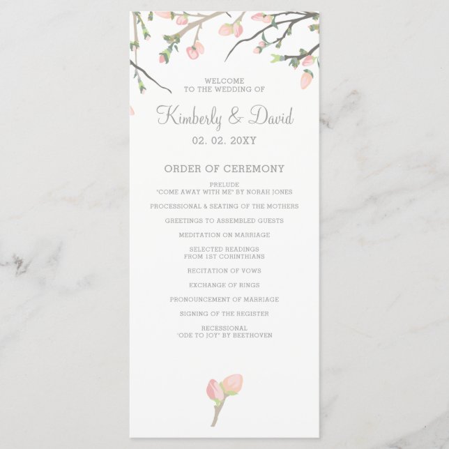 Programmes de mariage floral flush floraison (Devant)