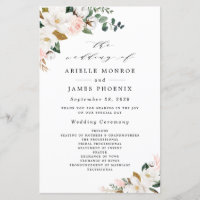 Programmes de mariage floral rose et or blanc