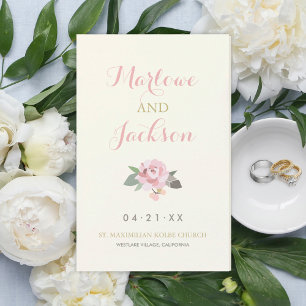 Programmes de mariage floraux rose ivoire et or