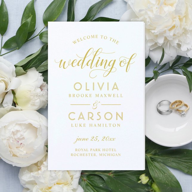 Programmes de mariage Gold et White Script moderne (Créateur téléchargé)