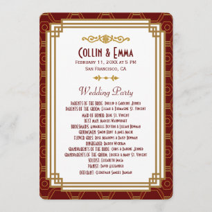 Programmes de mariage personnalisés Art Déco Bourg