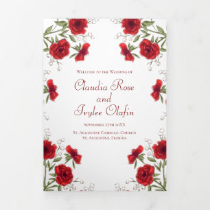 Programmes de mariage romantiques à la rose rouge