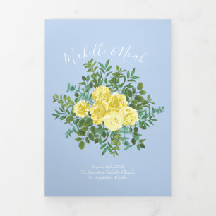 Programmes de mariage Rose jaune clair et bleu pâl