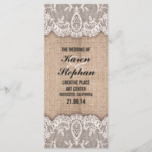 Programmes de mariage rustiques pour le burlap et