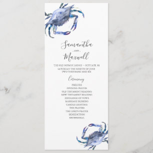Programmes de mariage sur la plage Crabe aquarelle