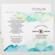 Programmes de mariage turquoise moderne